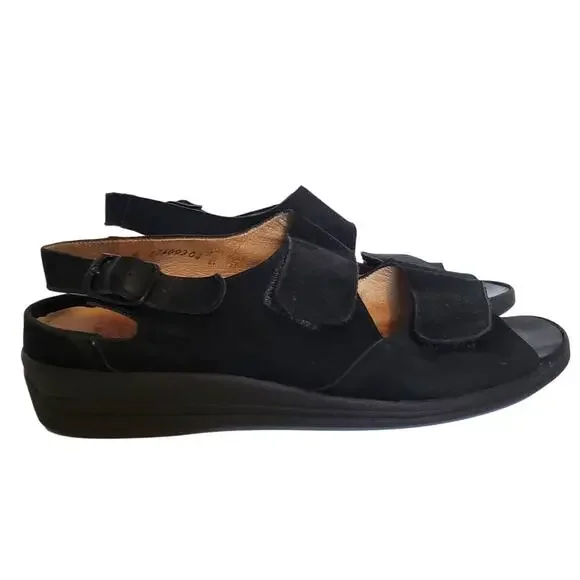 Fits by Theresia Leather Sandals Size 6 Slip on Comfort Shoes Open Toe and Heel - Picture 2 of 7